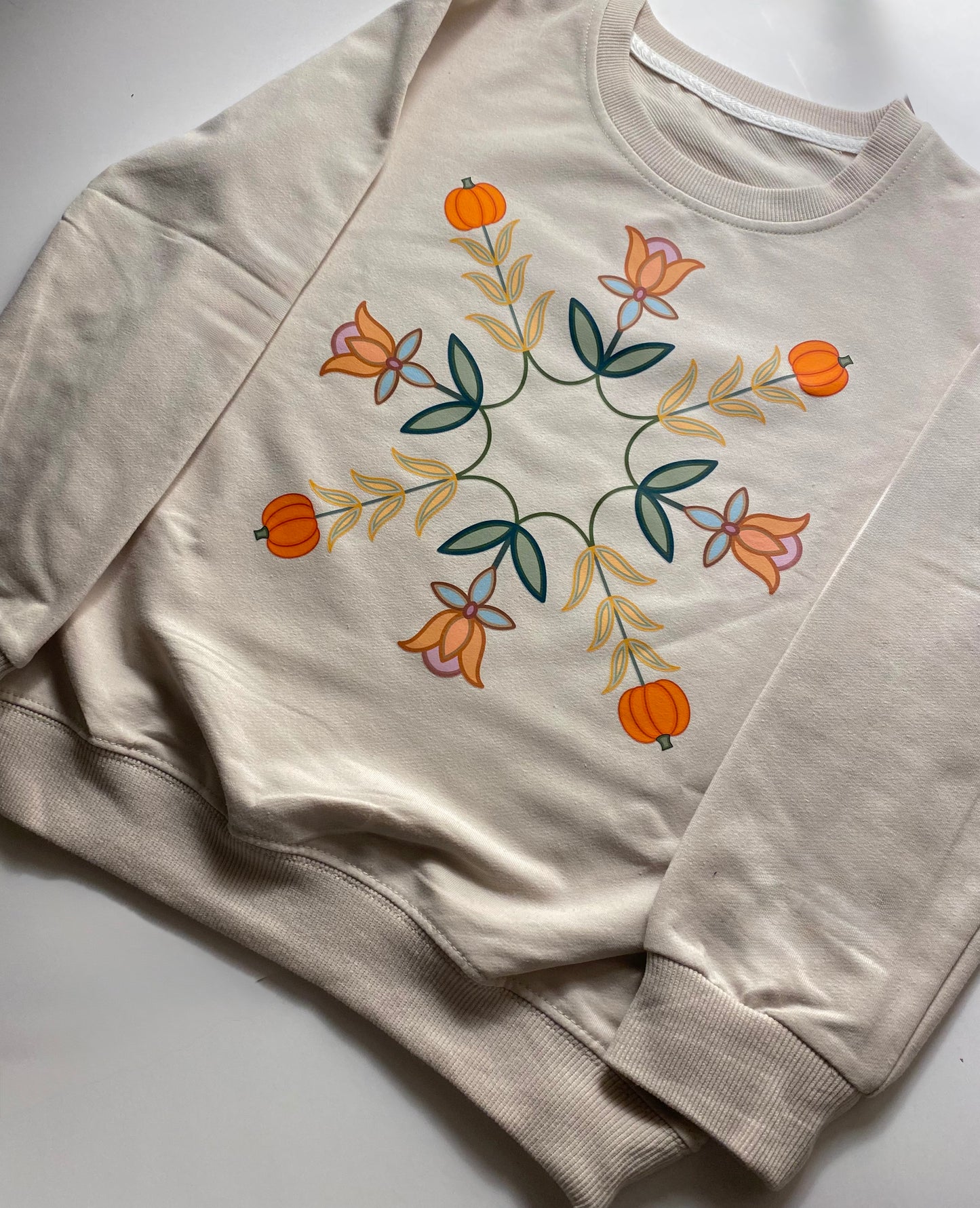 kids & toddler — Cozy in Autumn florals/pumpkin crewneck 🍂