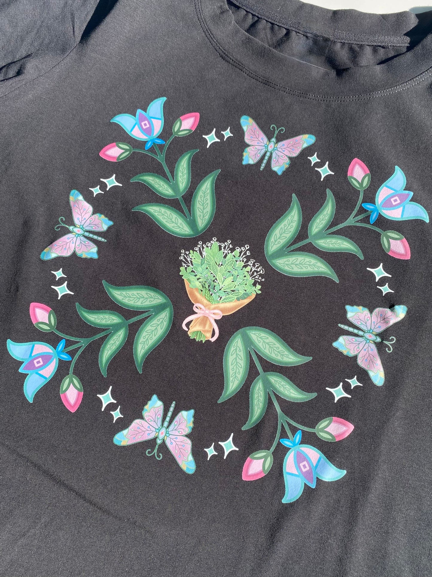 Florals & Flutter tee 🦋🌿
