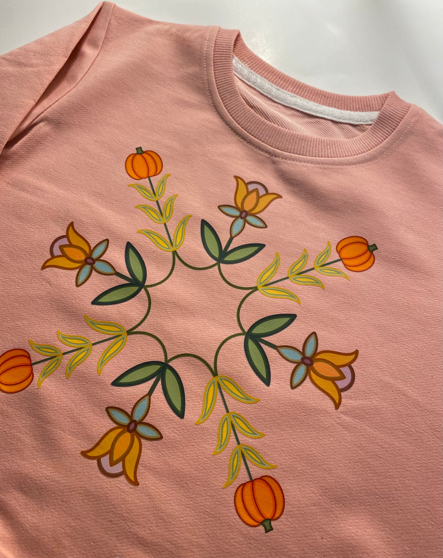 kids & toddler — Cozy in Autumn florals/pumpkin crewneck 🍂