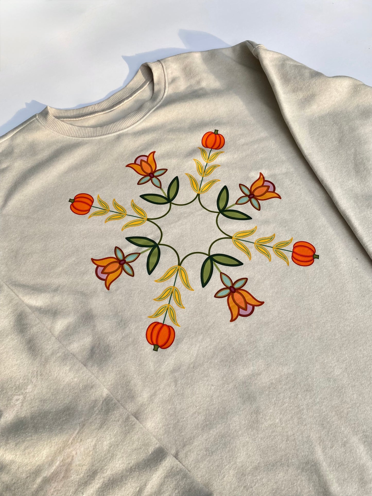 Cozy in Autumn — Oatmeal Tan crewneck 🧸🤎🎃