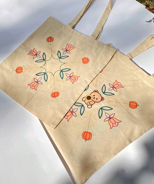 Cozy in Autumn — Tote Bag 🧸🎃 🍂