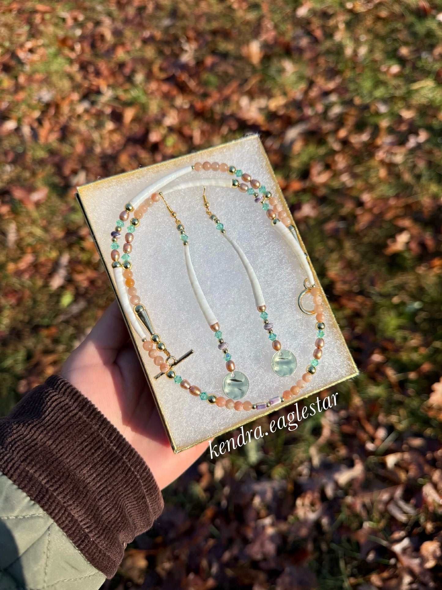 dentalium shell earrings with pearls & wampum necklace ⛄️🌲❄️