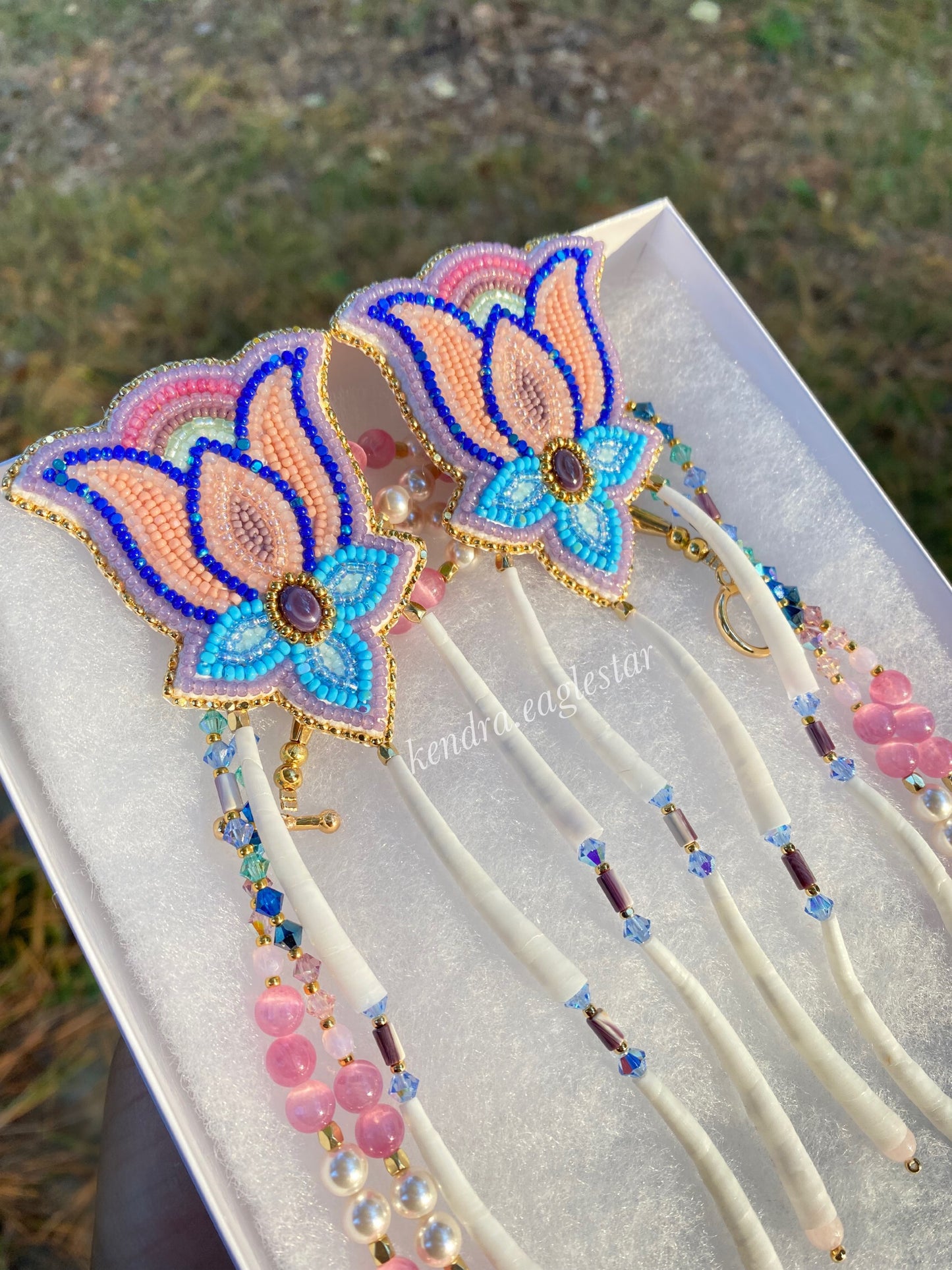 floral wampum earrings + pearl & dentalium necklace 🪷🕊️